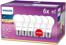 Philips LED A60 6 Pack Frosted Light Bulbs [E27 Edison Screw] 13W - 100 W Equivalent, 220-240V, Warm White 2700K, Non Dimmable