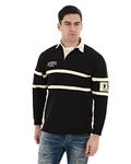 Guinness Traditional Black and Cream Longsleeve Rugby Jersey, Official Merchandise, Black Jersey, Men's 3X-Large