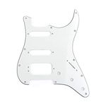 Musiclily Pro 11-Hole Round Corner HSS Guitar Strat Pickguard for USA/Mexican Stratocaster 3-screw Humbucking Mounting Open Pickup, 3Ply Parchment