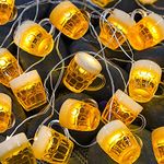 Impress Life 3D Beer Mug String Lights St Patrick's Day Decor, 10ft 15 LED with Remote Control USB & Battery Powered for Bar Christmas Birthday Party Bedroom Dorm Wreath Summer Club Decorations