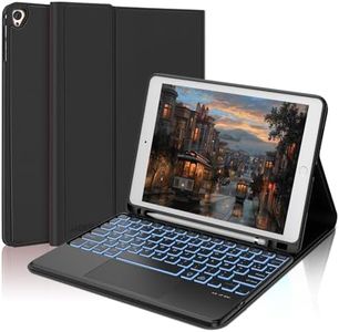 IVEOPPE Clavier iPad 9eme Generation Pavé Tactile, Rétroéclairage 7 Couleurs, Coque Touchpad Clavier Magnétique Amovible AZERTY Français pour iPad 9/8/7 EME Generation/iPad Air 3/iPad Pro 10.5, Noir