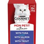 Gourmet Mon Petit Intense Tuna, Salmon and Trout Adult Wet Cat Food 6x50g, Pack of 8