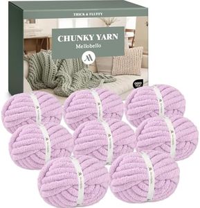Jumbo Chunky Yarn for Hand Knitting - Super Thick Chenille Chunky Yarn for Crocheting - Extra Soft Bulky Fluffy Blanket Big Yarn 8 Jumbo Pack (26yds,8 oz Each Skein)