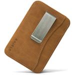 AKIELO RFID Blocking Card Holder with Money Clip and Gift Box – Compact and Slim Wallet – Minimalist Card Wallet (Charlie - Tan Clip Edition)