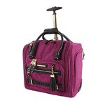 Steve Madden Designer 15 Inch Carry On - Weekender Overnight Business Travel Luggage - Lightweight 2- Spinner Wheels Suitcase - Under Seat Rolling Bag for Women, Peek-A-Boo Purple, One_Size, Sports