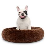 The Dog’s Bed Sound Sleep Donut Dog Bed, Med Brown Plush Removable Cover Calming Nest Bed