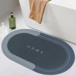 Story@Home Bathroom mat | Rubber Anti-Slip Nappa Leather Bath Mat | Essential Bathroom Mat | Solid Design | Long Lasting & Ultra-Absorbent | 60 x 40 cm (Navy Blue)