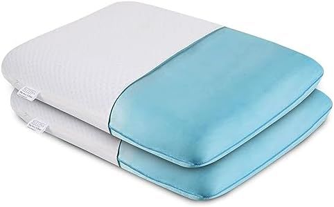 Sleepsia Cooling Gel Cervical Memory Foam Standard Pillow – Neck & Shoulder Pain Relief Pillows for Comfortable Sleep, Orthopedic Neck Pain, with Washable Cover (Standard) Pack of 2 (23"X14.5"X4")
