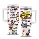Halloween True Crime Gifts for Women, Crime Scene Investigator Gifts for True Crime Queen Stainless Steel 40oz Tumbler Cup, Serial Killer Gifts, Crime Movies Fans Gifts for Bloody Horror Themed Mug