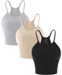 Sunzel Women's Seamless Crop Ribbed Tank Tops with Racerback No Pad 3Pcs