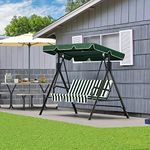 YITAHOME Canopy Swing Chair, 3 Seater Garden Swing Seat Chair, Outdoor Swinging Chair Bench with Adjustable Canopy & Removable Cushion for Patio Poolside Porch, 270KG Loadable,170 x 110 x 153cm, Green