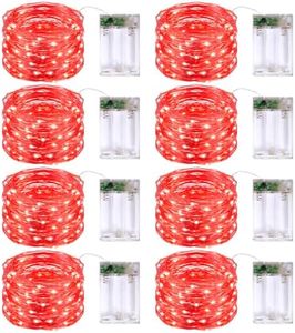 JMEXSUSS 8 Pack 50 LED Fairy Lights Battery Operated String Lights, 16ft Red Twinkle Fairy Lights Indoor Outdoor Waterproof for Mason Jars Bedroom Party Wedding Christmas Decorations