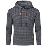 JustSun Mens Hoodies Pullover Men's Sweatshirts Casual Classic Hoody Long Sleeve Jacquard Hooded Sweatshirts Grey L