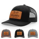 Dad in the street, Daddy in the sheets Hat, 112 Style Trucker Leather Patch Hat for Men & Women, 6 Panel Baseball Cap with Snapback Enclosure