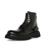 Steve Madden Men's Hennric Combat Boot, Black Leather, 6.5 UK