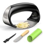 Vantic Garlic Press Rocker - Stainless Steel Garlic Mincer Garlic Crusher, New Innovative Garlic Chopper with Peeler and Scraper for Smash Garlic…