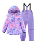 M2C Girls Winter Heavyweight Ski Snowsuit Jacket & Pant Purple Swirl 12-14