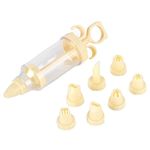 Dessert Cream Piping Syringe Nozzles Kits, Easy to Dessert Decorating Syringe Set Ergonomic Removable for Frosting Decoration for Cake Making(【34380】Beige Mouth Flower Gun)