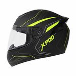 TVS XPOD Aerodynamic Helmet for Men-ISI DOT Certified , Ultrawide Visor, Quick Release Strap-Premium Bike Helmet with Enhanced Air Circulation (Blistering Black & Neon-L)