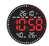 Amazon Brand - Umi 10" Plastic Digital Wall Clock with Remote Control & Alarm for Home Décor Office 12/24 Hours Temperature Humidity Date Week Silent Electronic Digital Wall Clock (2860_RED)