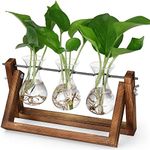 YIBOT Propagation Stations,Plant Terrarium with Retro Wooden Stand,Unique Gardening Birthday Gifts for Women Plant Lovers,Hydroponics Plants Home Office Garden Decor-3 Bulb Glass Vases