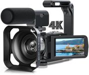 Video Camera Camcorder 4K 42MP YouTube Vlogging Camera 18X Digital Zoom 3” 270° Rotation Screen vlog Camera with Microphone, Remote Control, 2 Batteries, Lens Hood, 32G SD Card