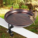 DREAMSOUL Deck Mounted Bird Bath, Bird Bath Bowl Bowl Unheated with Lightweight Detachable Birdbaths with Adjustable Sturdy Steel Clamp for Railing Balcony Yard Garden Outdoors Decoration