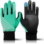 Winter Gloves for Kids Touchscreen Boys Girls Running Cycling Pair, Youth Lightweight Warm Thermal Touch Screen Gloves for Texting Hiking Skating (Green, Small)