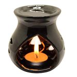 KC KULLICRAFT Black 4 Inch Ceramic Aroma Candle Diffuser Oil Burner Clay Lamp Wax Warmer Tea Light Holder for Home Décor. (Free 1 Candle Tea Light) - Pack of 1