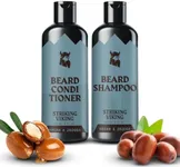 Striking Viking Beard Shampoo and Beard Conditioner for Men - Naturally Derived Ingredients Beard Wash Set - Cleanse Softens & Conditions with Argan & Jojoba Beard Oils - Sulfate & Paraben Free