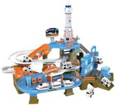 Car Parking,Space Adventure Vehicle Track Toys for 3+ Years Old Boys, 2 in 1 Playset with High-Speed Rail and Police Cars,
