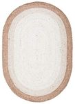 Safavieh Braided Collection BRD903B Hand-Woven Border Wool and Cotton Area Rug, 4' x 6' Oval, Beige/Ivory