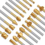 EEEKit 20PCS HSS Wood Carving Bits Set, Carbide Engraving Router Bits & Wood Rotary Burrs with 1/8 Inch Shank for Rotary Tool