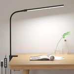 Lepro Clip on Desk Lamp, LED Reading Light, Dimmable USB Clamp Lamp with 3 Color Modes 10 Brightness, Adjustable Flexible Gooseneck Table Light for Bed Headboard, Workbench, Home Office, Black