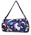 RedChimes Premium Glitter Duffle Bag | Girls Tie Dye Gym Duffle Bag for Kids Girls | Travel Bag for Teens Carry-On Size & Ideal for School (One Size) (Unicorn Purple)