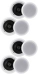 Pyle PDIC1661RD 6.5 Inch 200 Watt In Ceiling Wall Speakers 2 Way Flush Mount Home Indoor Stereo Speaker System Pair, White (2 Pairs)