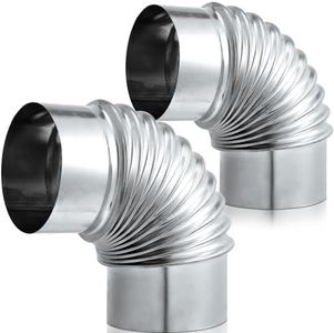 Hicarer 4 Inch 90 Degree Galvanized Dryer Elbow Vent Tube Connector Adjustable Dryer Vent Elbow Connector Dryer for 4" HVAC Duct Ducting Pipe Hose Ductwork (2 Pcs)