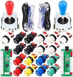 Avisiri 2 Player Arcade Joystick DIY Parts 2x USB Encoder + 2x Elliptical Joystick Hanlde + 18x American Style Arcade Buttons for PC, MAME, Raspberry Pi, Windows (Mix Color Kit)