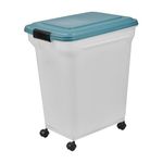 Iris Ohyama Airtight Dog Food Storage Container with Wheels, 45L/15kg, Blue, Hermetic Seal, Plastic Food Bin with Lid, For Pet Food, Cat Food, Dry Food, Treats, Kibble Box, BPA Free, ATS-L