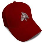 Speedy Pros Baseball Cap Horse Riding Equestrian Embroidery Acrylic Dad Hats for Men & Women Strap Closure Burgundy Design Only