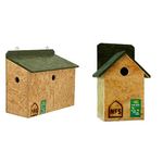 Nature Forever Sparrow Colony Nestbox (Brown) & Nature Forever House Shaped Sparrow and Tit Nest Box, Brown