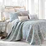 Levtex Home Spruce Spa Quilt Set - Full/Queen, Paisley Pattern in Soft Spa and Tan Hues, 3 Pieces