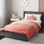 Zinus Maddon Single Bed frame - Bed 90x190 cm - 31 cm Height with Underbed Storage - Upholstered platform Bed frame with wood slat support - Dark Grey