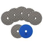 KURSTOL Dry Diamond Polishing Pads Set - 7pcs 4"/100mm Grits #50 Countertop Polishing Pads for Granite Quartz Stone Marble Floor