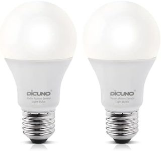 DiCUNO Radar Motion Sensor Light Bulbs, Motion Activated Bulb, Daylight White 5000K, 12W (100W Equivalent) 1100LM, Sensor LED Bulbs for Porch, Patio, Security Lighting, Pack of 2