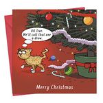 Twizler Merry Christmas Card with Cat vs Tree - Funny Cat Christmas Card - Happy Christmas Card - Xmas Card – Funny Christmas Card – Womens Christmas Card – Female Christmas Card –Mens Christmas Card