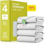 IMPROVIA® Washable Underpads, Heavy Absorbency Reusable Incontinence Pads for Kids, Adults, Elderly, and Pets - Waterproof Protection Floor White & White (4 Pack - 18x24)