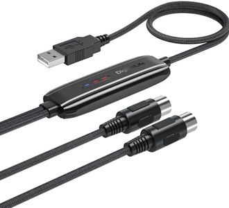 DigitalLife USB to MIDI (5-Pin DIN) Interface Converter Adapter - MIDI-A01, 1-In/1-Out, Compatiable with Windows 11 / macOS 14 Sonoma (6.5FT, Metal)