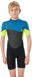 Rip Curl Junior Boys Omega 1.5mm Back Zip Spring Shorty Wetsuit - Neon Lime - Easy Stretch - E5 Neoprene Construction