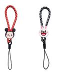 ONCRO® Pack of 2 Portable cartoon face cute nylon finger Strap Mini Small ring Finger short thumb charm Keychain Lanyards Hanging thread holder for Mobile Phone Camera Keys usb drives wallet